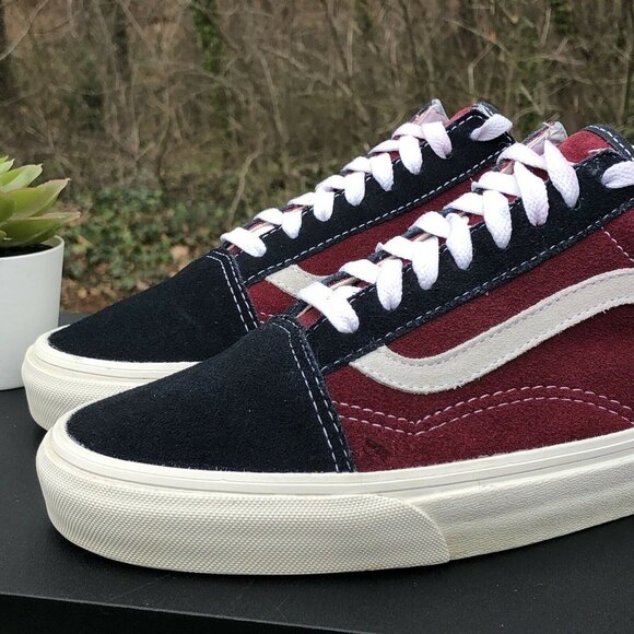 Vans T375 Authentic Two-Tone Suede Skate Shoe Size MENS 9.5 / WOMENS 11 Blue Red - Picture 3 of 12